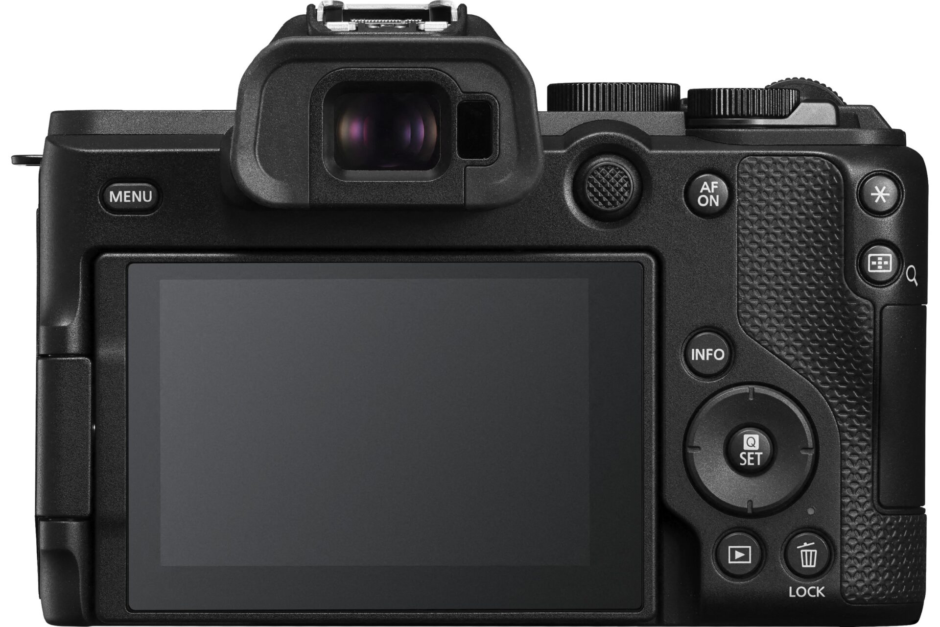 Dos du Canon EOS R8 Mark II avec viseur électronique OLED, écran tactile et multicontrôleur