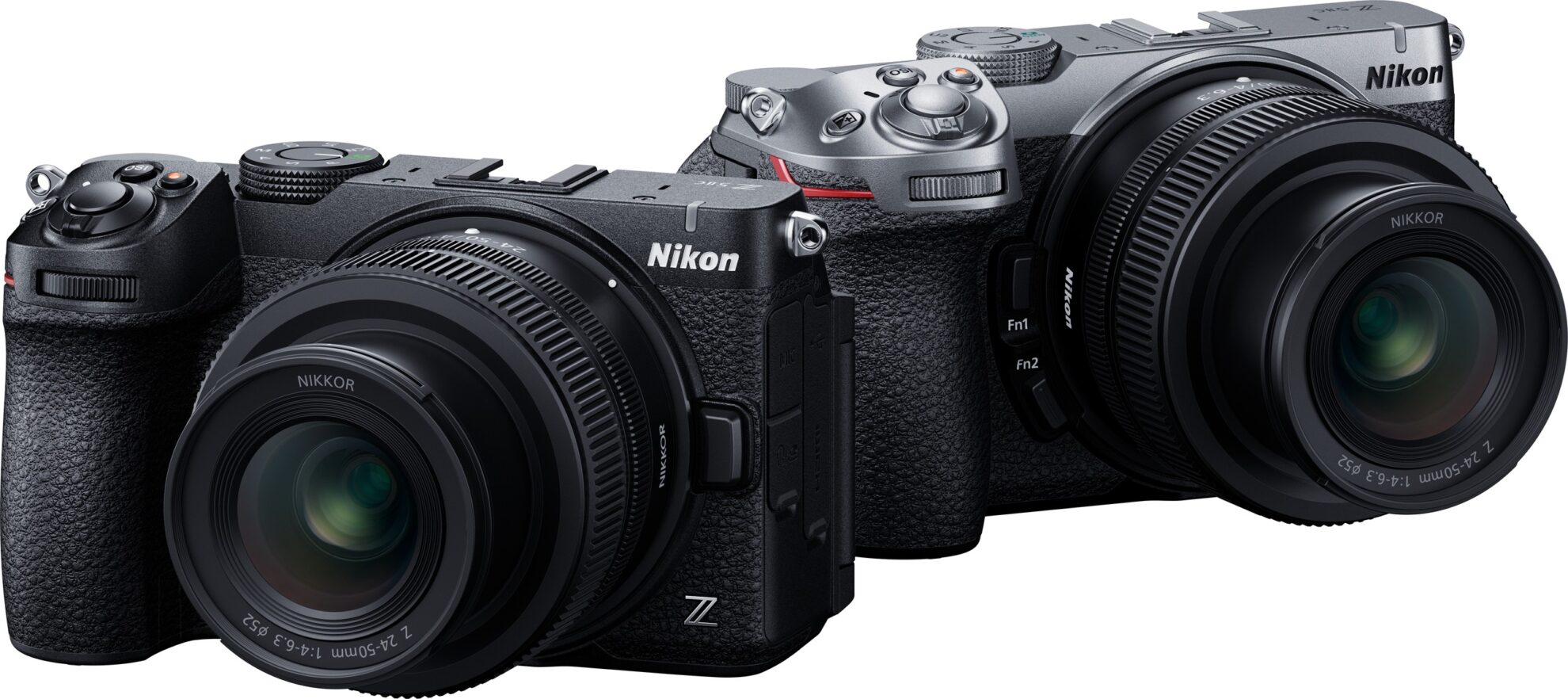 Deux boîtiers Nikon Z5IIC, noir et argenté, équipés de l’objectif NIKKOR Z 24-50 mm